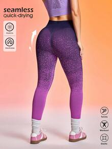 Easithlete Ribbed Sports Leggings Yoga Women Pants - Purple - View 2