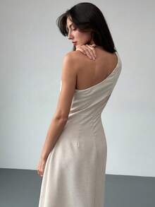 Aloruh Vestido plisado de unicolor sin mangas de largo medio, de estilo minimalista - Verde - Ver 6