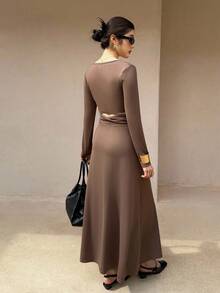 K-Vae Damen Herbst- und Winter-Zweiteiler in Kaffeefarben mit Langarmshirt und Rock, gestrickter Stretch-Zweiteiler, koreanischer Stil, Halloween-Kostüme, schickes Herbst-Outfit