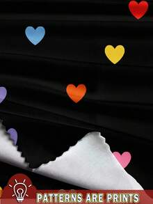 EMERY ROSE Plus Size Colorful Heart Print Casual Jumpsuit,Spring/Summer/Vacation - Multicolor - View 3