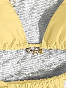 Bonvoyette Bikinis Beachwear Spring And Summer Fashion Vacation Casual Solid Colour Starfish Decor Sexy Bikini Outfits For Women