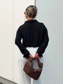 Jeta Ari Handmade Silver Sequin Decorated Versatile Chiffon Blouse, Spring Outfits For Women