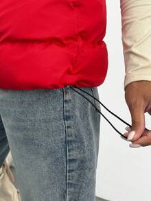 EURMUSE Women High Neck Zip Detailed Vest Winter Coat - Red - View 4