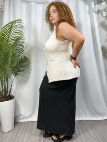 Hourglow Cardis.Ego Fall Blazer For Women, Winter Plus Size Women's Solid Color Single-Breasted Vest Jacket, For Hourglass Body Shape