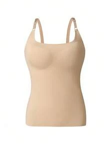 SHEIN 1 件女式无缝塑形打底上衣 - 杏色 - 查看 1