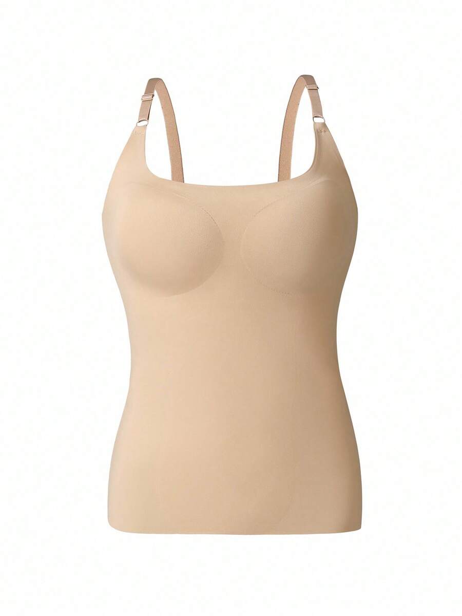 SHEIN 1 件女式无缝塑形打底上衣 - 杏色 - 查看 1