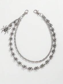 ROMWE Fairycore 1pc Fashionable Punk Spider Waist Chain, Men's Gothic Personalized Body Chain, For Pants Decoration, Halloween Gift - Silver - View 2