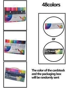 Dual Tip Brush Marker, Fine & Soft Double Tip Art Markers For Adult Kids Coloring Hand Lettering Writing Planner Journal Note Calligraphy Drawing Art Craft School Supplied Back To School - Multicolor - View 14