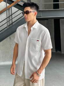 Manfinity VCAY Men's Summer Casual Versatile Embroidered Detail Shirt - Multicolor - View 3