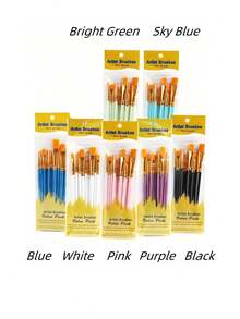 10pcs Artist Brush Set - Suitable For Acrylic, Oil, Watercolor, Face, Nail Art, Detail Painting And Rock Painting,Durable, Ease Of Use, Giftable, Versatile, Back To School,School Supplies