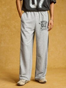 HARRY POTTER X SHEIN Men's Letter & Number Graphic Pocket Casual Pants, Fall - Grey - View 3