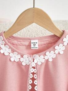 Tween Girl Short Jacket Coat, Elegant Ruffle Collar Casual Outwear Tops - Pink - View 9