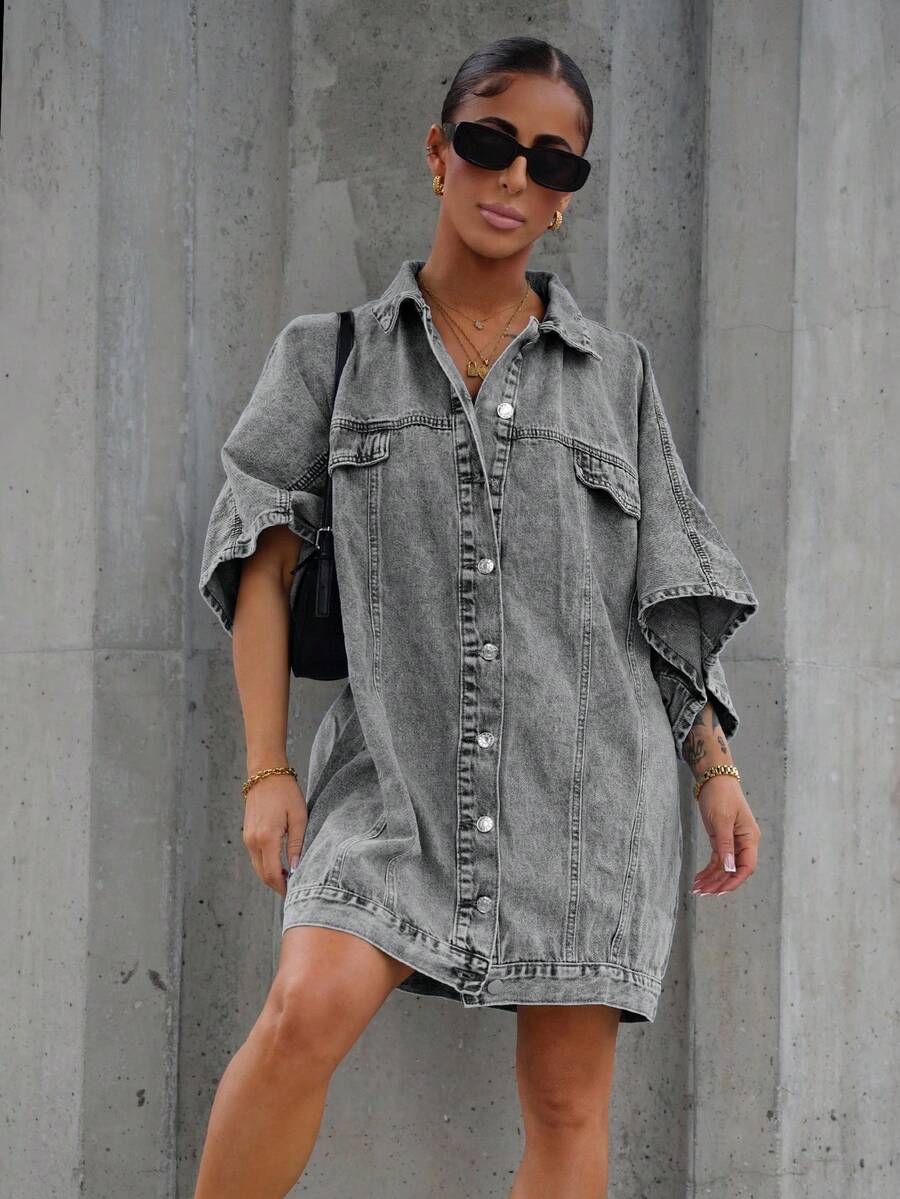 SAYEHFBABY Women's Casual Denim Jumpsuit For Traveling - Light Grey - View 1