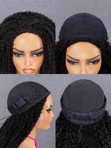 Wear Go 半头假发，非洲卷发，弹性贴合，三合一半头假发，带抽绳，自然发际线，无缝设计，新手友好，即戴即用，无需胶水，真人发假发，预先拔毛的发际线，180% 密度，14-16 英寸波波头，18-26 英寸常规长度，自然色，未经加工的原生发，Y2K 真人发假发礼品 - SNatural - 查看 9