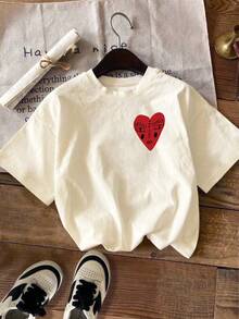 EMERY ROSE Plus Size Graphic Tee, Streetwear Style Short Sleeve T-Shirt, Cute Summer Top