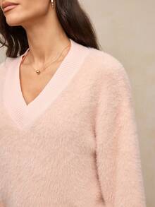 Activina Women's Casual Solid Color Knit Sweater - Pink - View 7