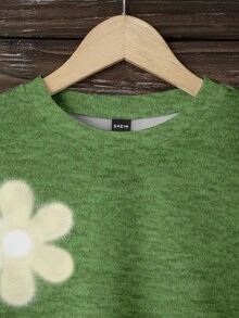 SHEIN LUNE Áo sweatshirt dài tay cổ tròn dáng rộng, họa tiết hoa vintage, phong cách thường ngày, dành cho nữ, thích hợp cho mùa thu/đông. - Nhiều màu - Xem 6