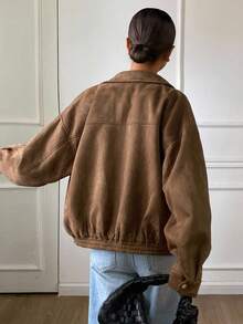 DAZY Loose Casual Brown Short Jacket Coat, Autumn/Winter