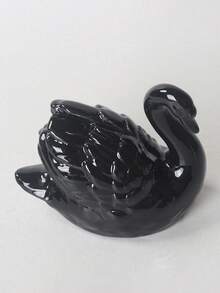 1pc Black & White Ceramic Swan Figurine, Creative Decor For Living Room, Study, Animal Succulent Planter - Multicolor - View 10
