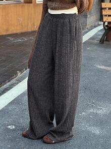 DAZY 青少年/青年女孩休闲宽松直筒裤，罗纹纹理，秋季