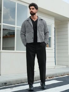 DAZY Floral Print Grey Short Men's Shacket, Autumn Jacket - Grey - View 4