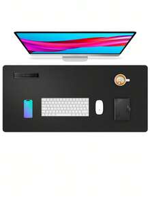 SHEIN 1pc Leather Desk Mat, Large Size Mouse Pad, Non-Slip Desk Pad, Waterproof PU Leather Desk Protector Mat, PU Leather + Flocked Surface Anti-Slip Anti-Glare Desk Pad, Suitable For Office And Home , Multi-Color Available, School Supplies, Back To School