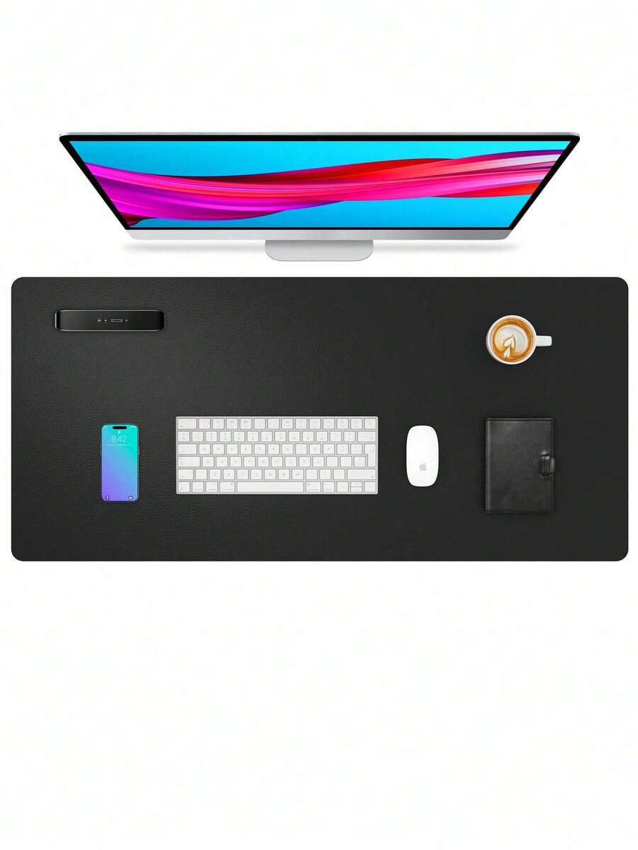 SHEIN 1pc Leather Desk Mat, Large Size Mouse Pad, Non-Slip Desk Pad, Waterproof PU Leather Desk Protector Mat, PU Leather + Flocked Surface Anti-Slip Anti-Glare Desk Pad, Suitable For Office And Home , Multi-Color Available, School Supplies, Back To School