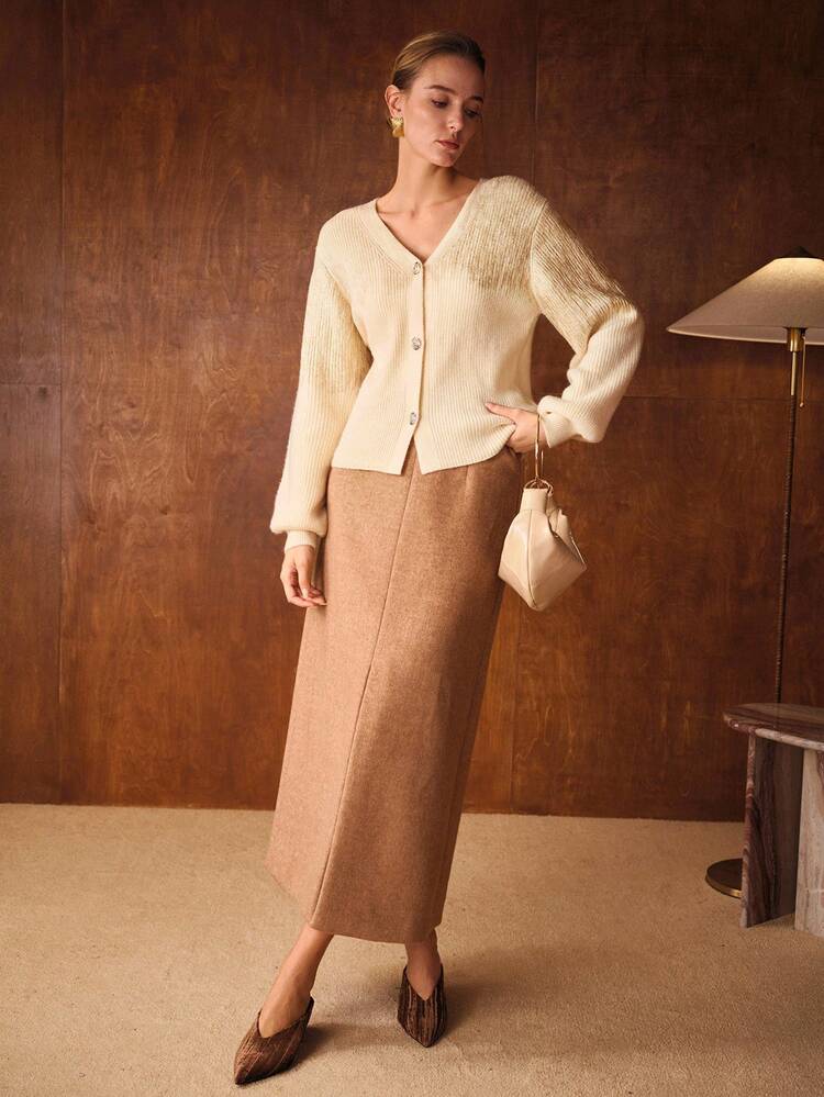 BUTTON UP LONG SLEEVE ELEGANT CARDIGAN