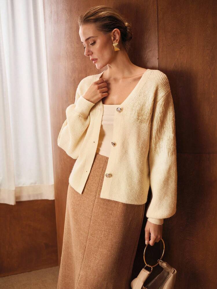 BUTTON UP LONG SLEEVE ELEGANT CARDIGAN