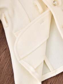 SHEIN 女婴休闲可爱拼布人造毛皮腰带斗篷大衣，节日装 - 白色 - 查看 10