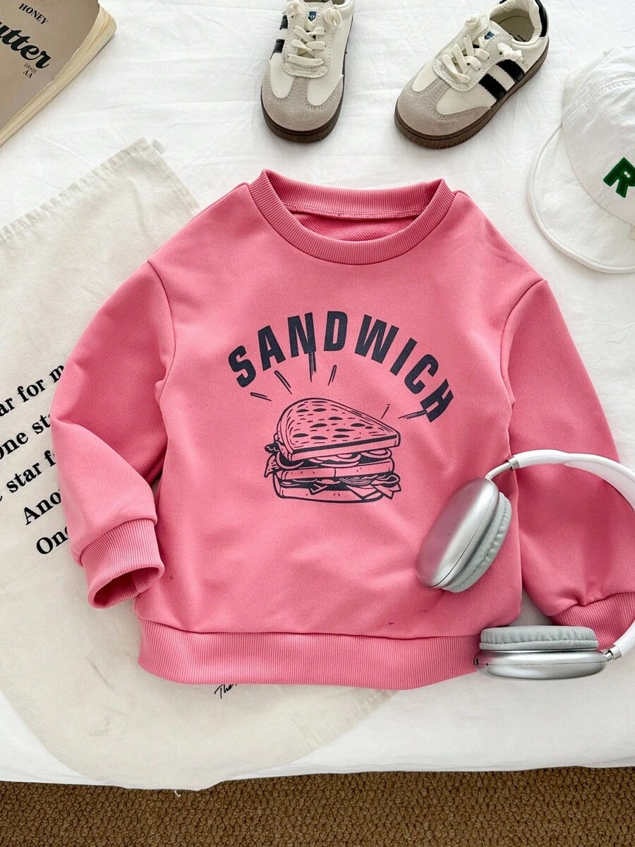 Genkimix Kids 少女针织羊毛英伦印花休闲卫衣 - 粉色 - 查看 1