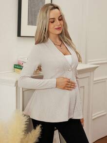 SHEIN Women's New Jacquard Textured Single Button Long Sleeve Jacket, Autumn/Winter