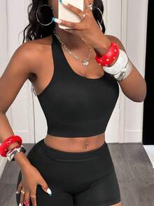Slaydiva Crisscross Backless Sports Bra - Black - View 4