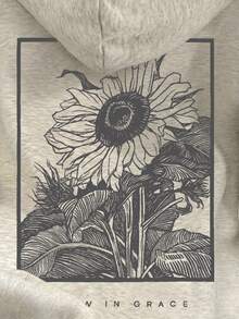 SHEIN Damen Lässig bedruckter Fleece Oversized Hoodie