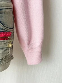 EgrlEra Áo len nữ dài tay cổ chữ V trơn, kiểu dáng thường ngày, thích hợp mặc mùa thu đông. - Hồng - Xem 4