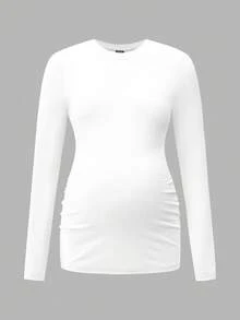 Modmama 3件套孕妇休闲圆领长袖修身孕妇T恤