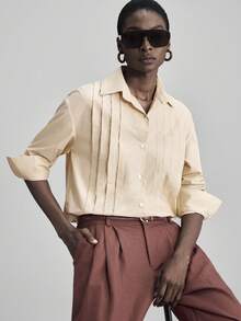 Ontre 女士长袖翻领衬衫，基本款都市通勤风格，简约优雅时尚，适合商务、休闲、办公室、教师穿着 - 杏色 - 查看 7