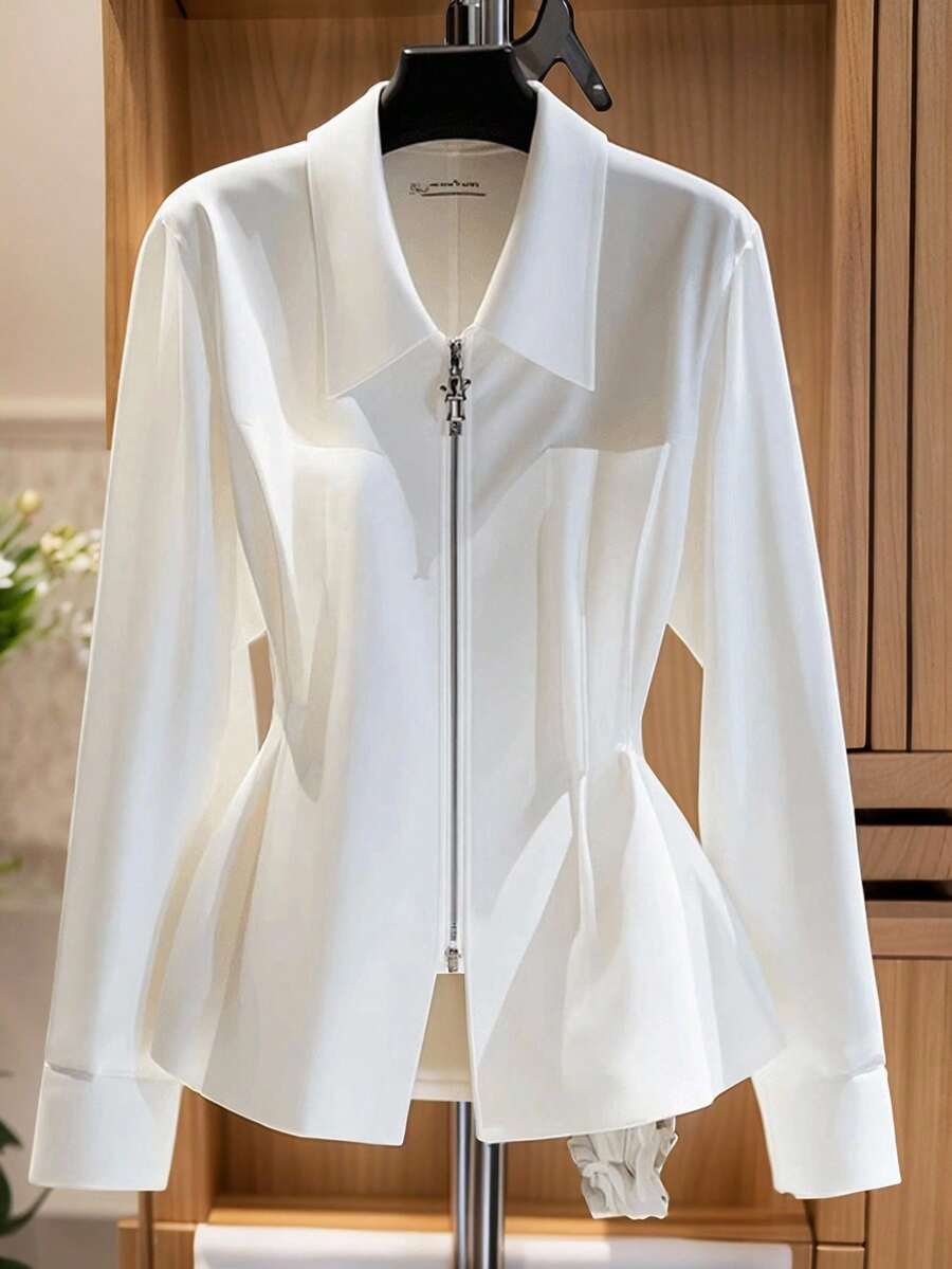 GlowEve CURVE Áo khoác dệt kim cổ bẻ thanh lịch thời trang dành cho nữ - trắng - Xem 1