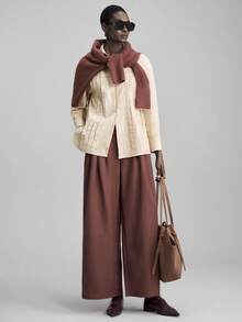 Ontre 女士长袖翻领衬衫，基本款都市通勤风格，简约优雅时尚，适合商务、休闲、办公室、教师穿着 - 杏色 - 查看 5