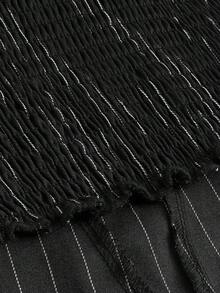 ROMWE Goth Top bandeau de tela a rayas gótica y oscura con moño para mujer de talla grande, se puede usar como prenda de superposición