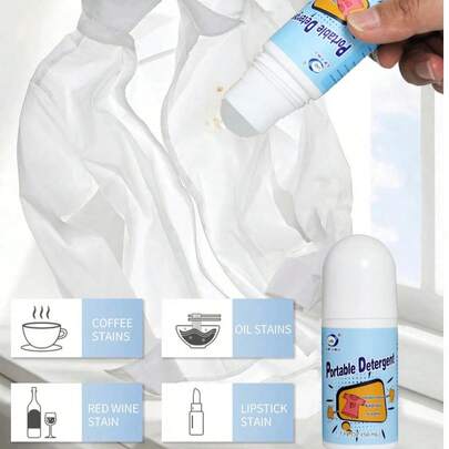 1/2/3 chai dung dịch tẩy vết bẩn 50ml dạng lăn cầm tay, bút làm sạch mạnh mẽ thần kỳ, khử trùng quần áo, dung dịch làm sạch nhanh chóng không cần giặt, dụng cụ làm sạch vải dạng lăn.