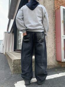 DAZY Men's Distressed Washed Black & Blue Wide Leg Jeans, Street Style For Autumn - Blue - View 4