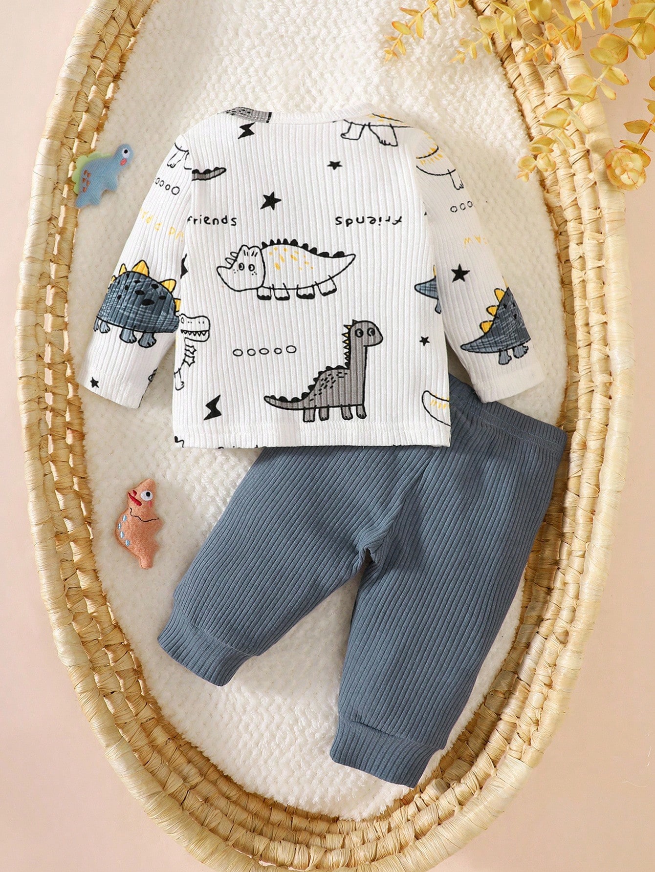 طقم بنطلون وبلوزة طويلة الأكمام للأطفال الرضع الذك...