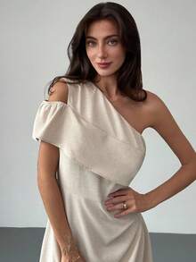 Aloruh Vestido plisado de unicolor sin mangas de largo medio, de estilo minimalista - Verde - Ver 3