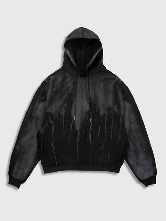 Grunge Punk Felpa con cappuccio da uomo con motivo a pois raffinato, adatta per uso quotidiano, autunno/inverno