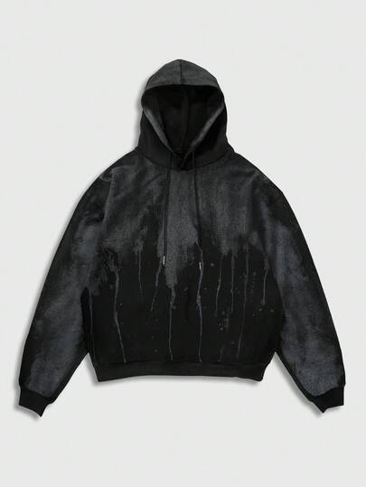 Grunge Punk Sudadera con capucha de punto fino para hombre, adecuada para uso diario, otoño/invierno