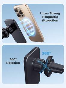 Teckwe Cargador inalámbrico para auto MagSafe, soporte magnético para teléfono de auto, compatible con series 16/15/14/13/12, carga rápida, accesorios para auto - Negro - Ver 5