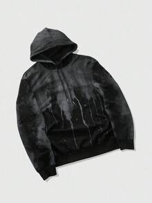 ROMWE MEN Street Life 男士精致圆点连帽卫衣，适合秋冬季日常穿着 - 黑色 - 查看 3