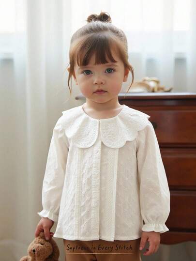 Cozy Pixies Baby Girl Solid Color Ruffle Collar Cardigan Fall Winter