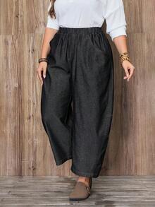 EMERY ROSE Plus Size Women's Solid Color Casual Pocket Jeans